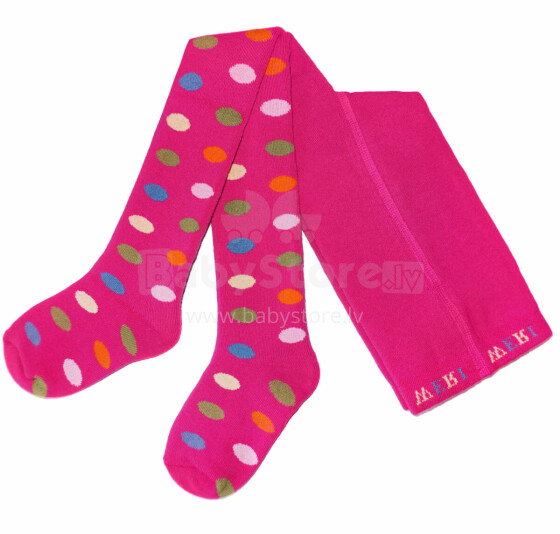 Weri Spezials Children's Tights Colorful Dots Pink ART.WERI-0410 High quality children's warm plush cotton tights for girls