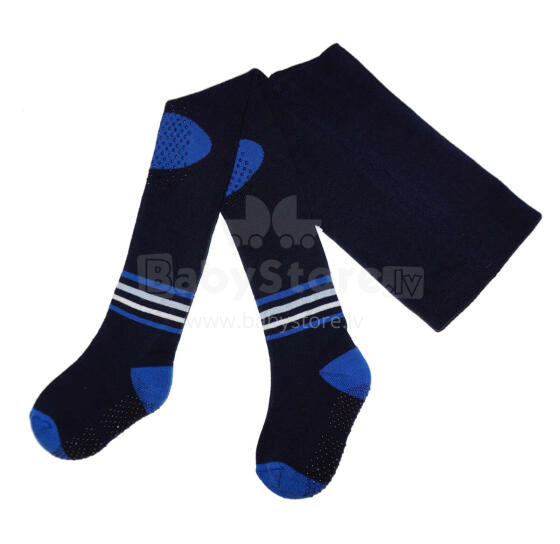 Weri Spezials Children's Tights Four Stripes Navy ART.WERI-0394 High quality children's warm plush non-slip cotton tights for boys