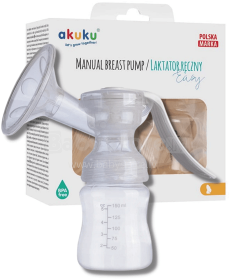 Akuku Easy A0306 White Komplekts Manuālais piena pumpis / laktators ar silikona uzgali un piederumiem