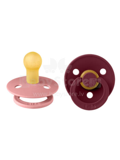 Bibs Colour DUSTY PINK / ELDERBERRY Пустышка (соска) из 100% натурального каучука,форма вишенка 0-6 мес.(2 шт.)