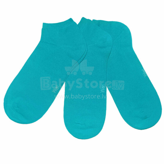 Weri Spezials Детские короткие носки Monochrome Greenish Blue ART.SW-2234 Три пары высококачественных детских коротких носков из хлопка