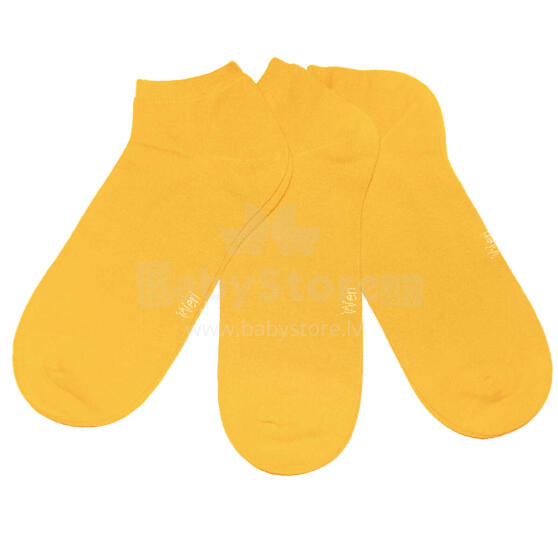 Weri Spezials Children's Sneaker Socks Monochrome Yellow ART.SW-2254 Pack of three high quality children's cotton sneaker socks