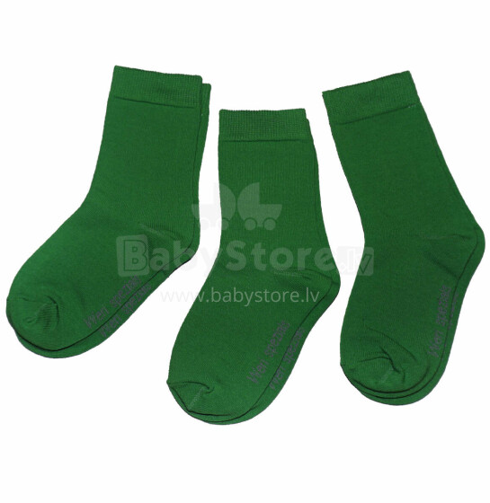 Weri Spezials Children's Socks Monochrome Club Green ART.SW-0726 Pack of three high quality children's cotton socks
