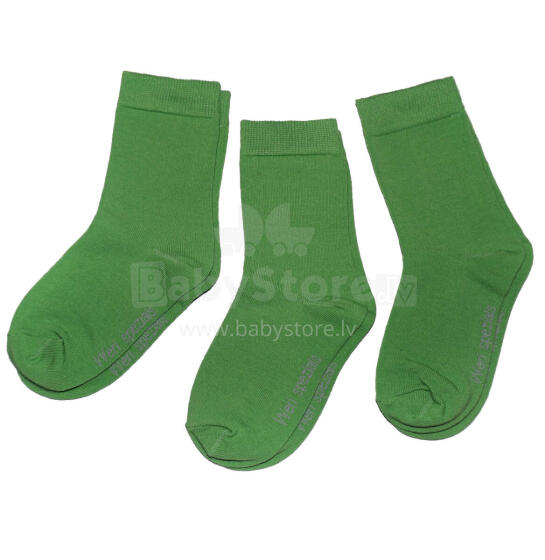 Weri Spezials Bērnu zeķes Monochrome Grass Green ART.SW-0869 Trīs pāri augstas kvalitātes kokvilnas bērnu zeķes