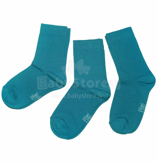 Weri Spezials Children's Socks Monochrome Petrol ART.SW-0932 Pack of three high quality children's cotton socks