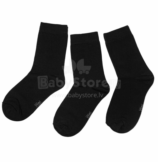 Weri Spezials Children's Socks Monochrome Black ART.SW-0876 Pack of three high quality children's cotton socks