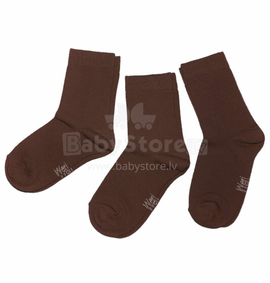 Weri Spezials Children's Socks Monochrome Hazelnut ART.SW-0950 Pack of three high quality children's cotton socks