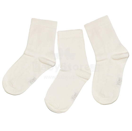 Weri Spezials Children's Socks Monochrome Cream ART.SW-1513 Pack of three high quality children's cotton socks