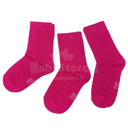 Weri Spezials Children's Socks Monochrome Pink ART.SW-0798 Pack of three high quality children's cotton socks
