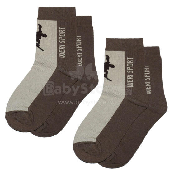 Weri Spezials Children's Socks Skier Brown ART.WERI-1133 Pack of two high quality children's cotton socks