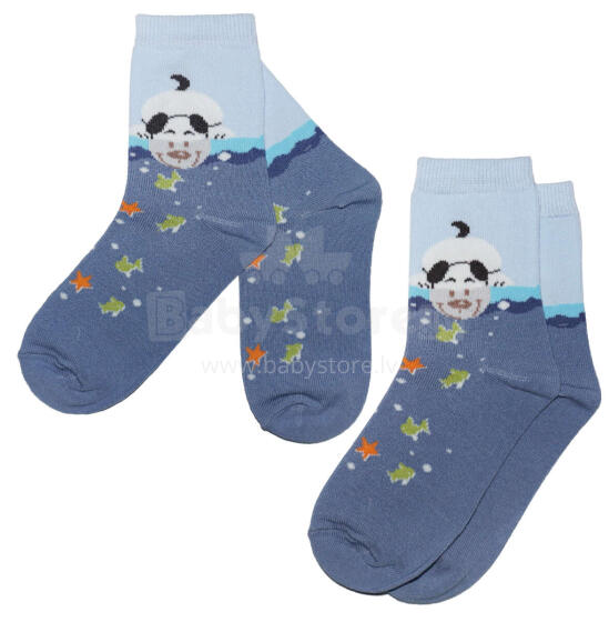 Weri Spezials Bērnu zeķes Funny Diver Light Blue ART.WERI-1304 Divi pāri augstas kvalitātes kokvilnas bērnu zeķes
