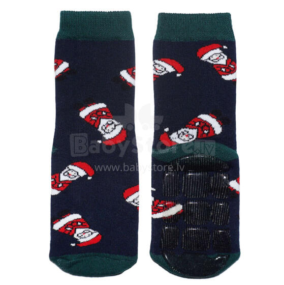 Weri Spezials Bērnu pretslīdes zeķes Christmas Navy ART.WERI-4346 Augstas kvalitātes bērnu zeķes no kokvilnas ar pretslīdes pārklājumu