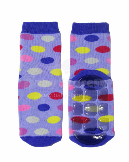 Weri Spezials Children's Non-Slip Socks Colorful Dots Lilac ART.SW-0923 High quality children's socks made of cotton with non-slip coating