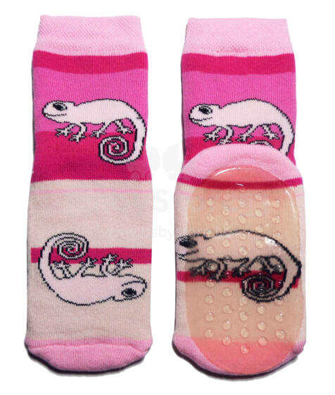 Weri Spezials Bērnu pretslīdes zeķes Chameleon Rose ART.WERI-2383 Augstas kvalitātes bērnu zeķes no kokvilnas ar pretslīdes pārklājumu