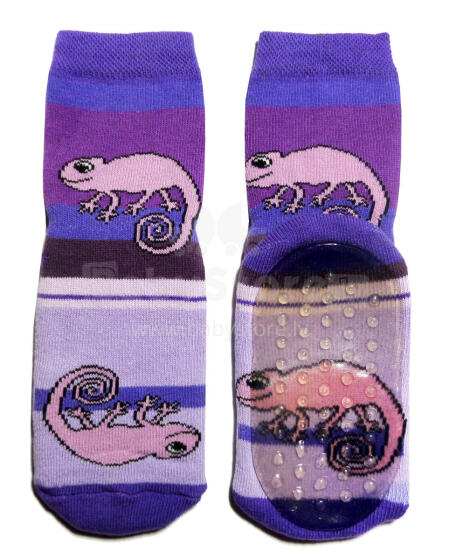 Weri Spezials Bērnu pretslīdes zeķes Chameleon Violet ART.WERI-2654 Augstas kvalitātes bērnu zeķes no kokvilnas ar pretslīdes pārklājumu