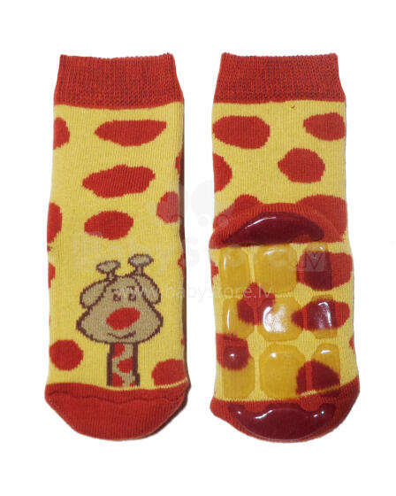 Weri Spezials Bērnu pretslīdes zeķes Giraffe Savannah ART.SW-0405 Augstas kvalitātes bērnu zeķes no kokvilnas ar pretslīdes pārklājumu