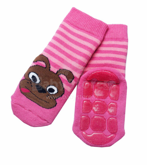 Weri Spezials Детские нескользящие носки Charlie the dog Pink ART.WERI-4687 Высококачественных детских носков из хлопка с нескользящим покрытием