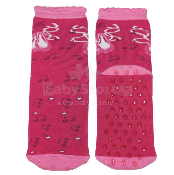 Weri Spezials Bērnu pretslīdes zeķes Ballet Shoes Pink ART.WERI-0929 Augstas kvalitātes bērnu zeķes no kokvilnas ar pretslīdes pārklājumu