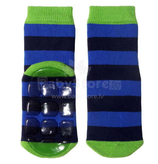 Weri Spezials Bērnu pretslīdes zeķes Big Stripes Royal Blue ART.SW-1013 Augstas kvalitātes bērnu zeķes no kokvilnas ar pretslīdes pārklājumu