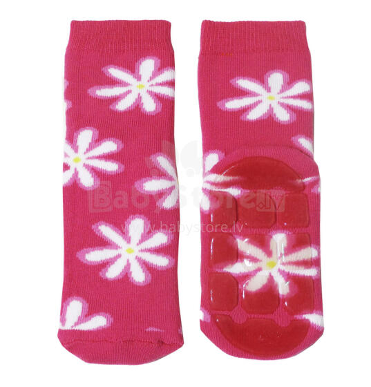 Weri Spezials Детские нескользящие носки Daisy Pink ART.SW-1005 Высококачественных детских носков из хлопка с нескользящим покрытием