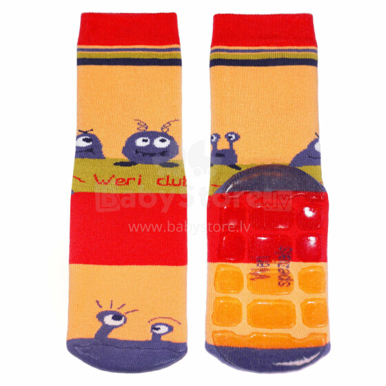 Weri Spezials Children's Non-Slip Socks UFO Peach ART.WERI-8352 High quality children's socks made of cotton with non-slip coating