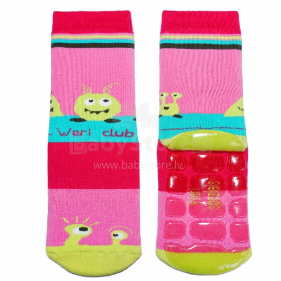 Weri Spezials Детские нескользящие носки UFO Pink ART.WERI-8362 Высококачественных детских носков из хлопка с нескользящим покрытием