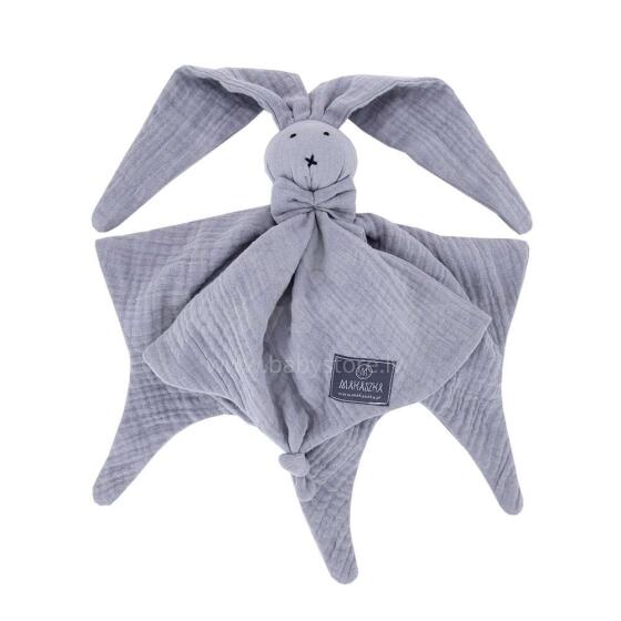 Makaszka Sleep Doudou Bunny Art.155233 Grey Mīksta miega lupatiņa Zaķis no kokvilnas muslīna