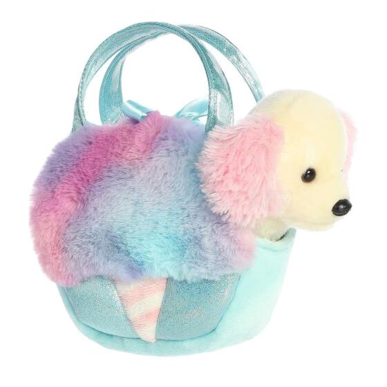 AURORA Fancy Pals Plush Dog in a cotton candy bag, 20 cm