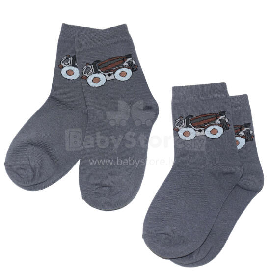 Weri Spezials Children's Socks Concrete Mixer Grey ART.WERI-1497 Pack of two high quality children's cotton socks