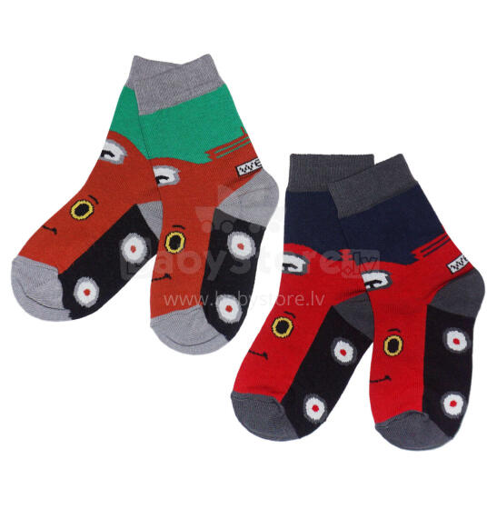 Weri Spezials Детские носки Blitz Navy and Green ART.WERI-5657 Комплект из двух пар высококачественных детских носков из хлопка