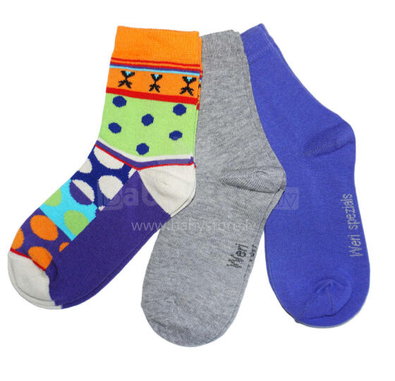 Weri Spezials Bērnu zeķes Colorful Dots Lilac ART.WERI-2958 Trīs pāri augstas kvalitātes kokvilnas bērnu zeķes