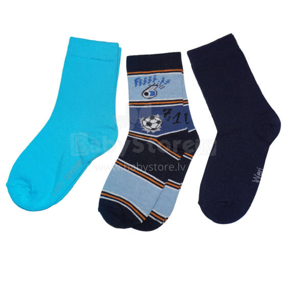 Weri Spezials Bērnu zeķes Football Fan Jeans ART.WERI-3037 Trīs pāri augstas kvalitātes kokvilnas bērnu zeķes
