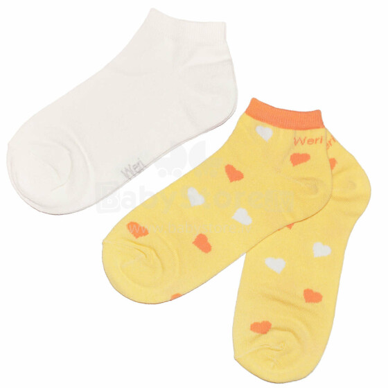 Weri Spezials Children's Sneaker Socks Hearts Vanilla and Cream ART.WERI-2851 Pack of two high quality children's cotton sneaker socks