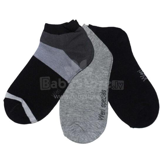 Weri Spezials Children's Sneaker Socks Modern Stripes  Black ART.WERI-5008 Pack of three high quality children's cotton sneaker socks