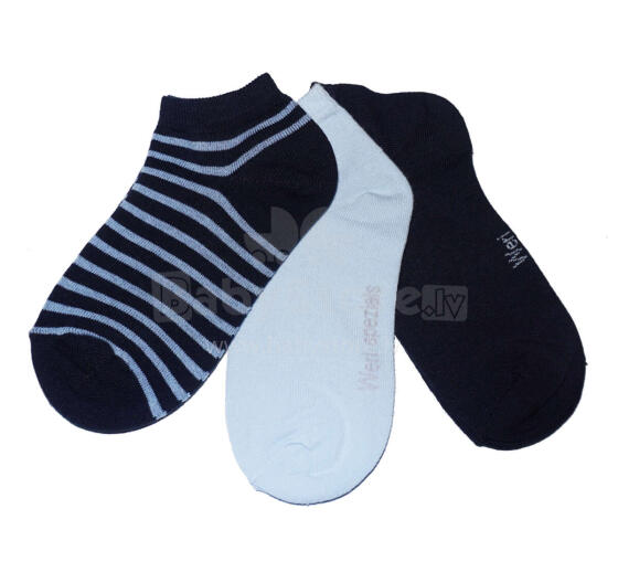 Weri Spezials Children's Sneaker Socks Blue Stripes Navy ART.WERI-2867 of three high quality children's cotton sneaker socks