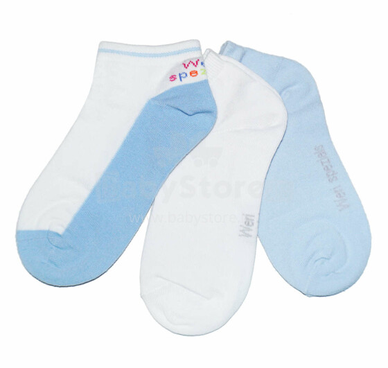Weri Spezials Короткие Детские носки Duo Light Blue and White ART.WERI-2722 Комплект из трех пар высококачественных коротких детских носков из хлопка
