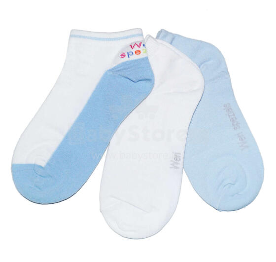 Weri Spezials Children's Sneaker Socks Duo Light Blue and White ART.WERI-2722 of three high quality children's cotton sneaker socks