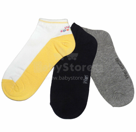 Weri Spezials Короткие Детские носки Duo Vanilla and Black ART.WERI-2768 Комплект из трех пар высококачественных коротких детских носков из хлопка