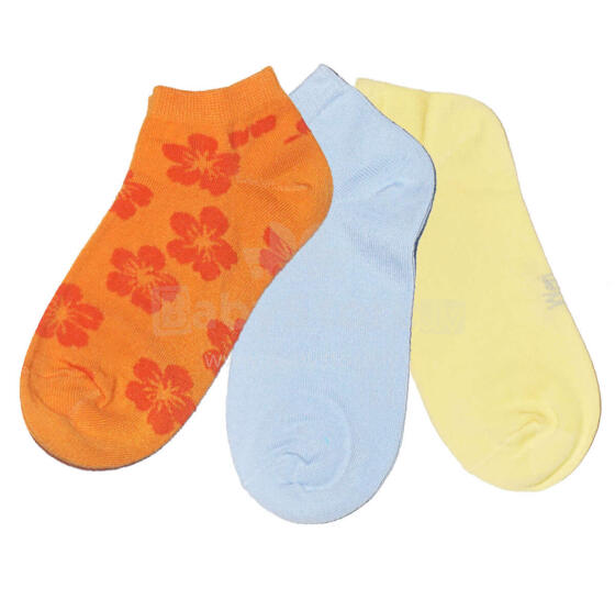Weri Spezials Children's Sneaker Socks Hawaii Mandarin ART.WERI-0357 Pack of three high quality children's cotton sneaker socks