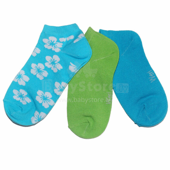 Weri Spezials Короткие Детские носки Hawaii Turquoise ART.WERI-0678 Комплект из трех пар высококачественных коротких детских носков из хлопка