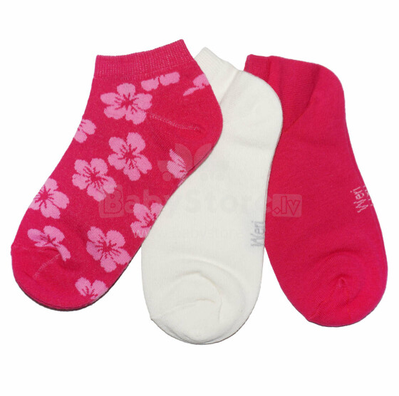 Weri Spezials Короткие Детские носки Hawaii Hot Pink ART.WERI-7764 Комплект из трех пар высококачественных коротких детских носков из хлопка