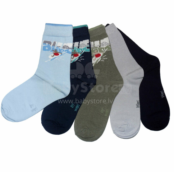 Weri Spezials Детские носки Surfer Blue ART.WERI-3976 Комплект из пяти пар высококачественных детских носков из хлопка