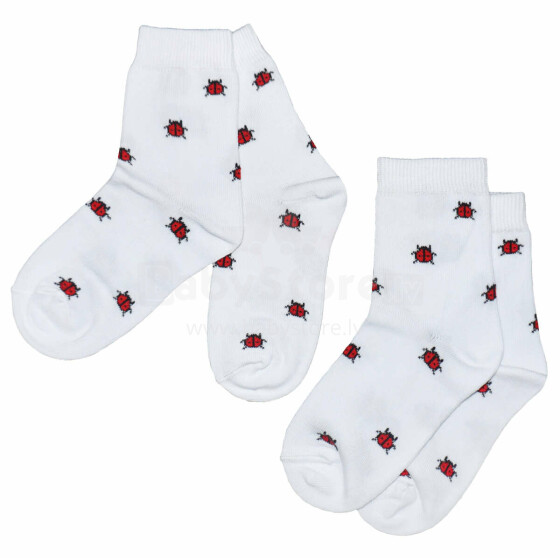 Weri Spezials Детские носки Ladybug White ART.WERI-1308 Комплект из двух пар высококачественных детских носков из хлопка