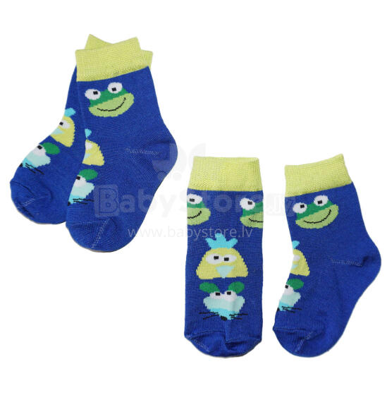 Weri Spezials Bērnu zeķes Frog and Friends Cornflower Blue ART.WERI-1023 Divi pāri augstas kvalitātes bērnu zeķes no merserizētas kokvilnas