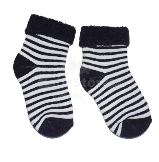 Weri Spezials Bērnu Plīša zeķes Stripes Navy Blue ART.WERI-0472 Augstas kvalitātes kokvilnas plīša bērnu zeķes