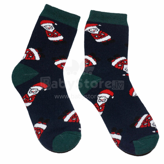 Weri Spezials Детские плюшевые носки Christmas Navy Blue ART.WERI-4382 Высококачественные детские плюшевые носков из хлопка