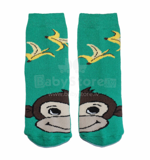 Weri Spezials Children's Plush Socks Monkey Green ART.WERI-7110 High quality children's cotton plush socks