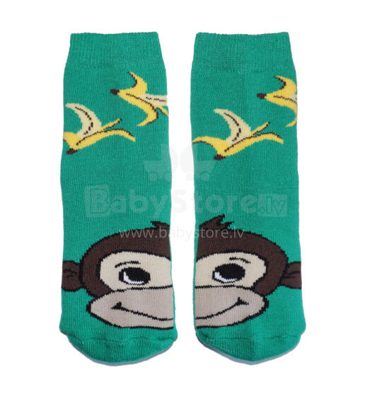 Weri Spezials Children's Plush Socks Monkey Green ART.WERI-7110 High quality children's cotton plush socks