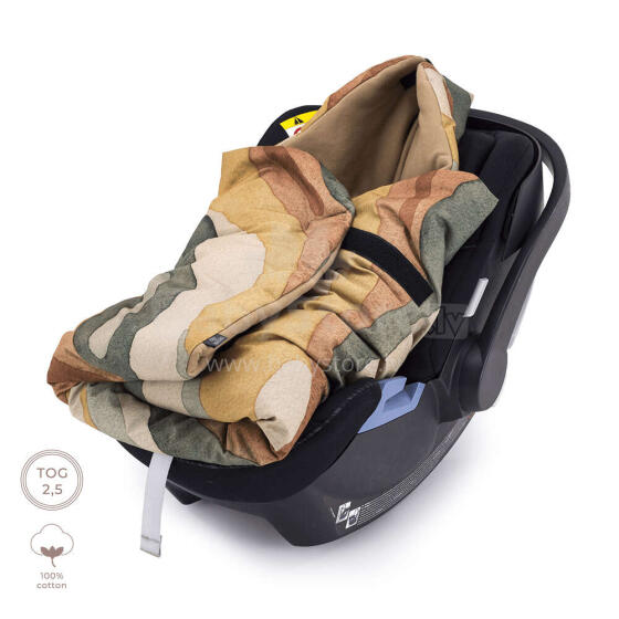 Makaszka Car Seat Blanket Art.KOC5COTTONRAIN022 Rainbow Mountain Augstākās kvalitātes viegla divpusēja sedziņa-konverts ar kapuci