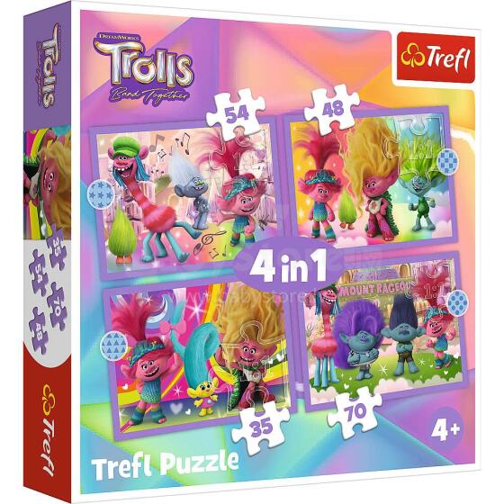 TREFL TROLLS Puzzle 4 in 1 set